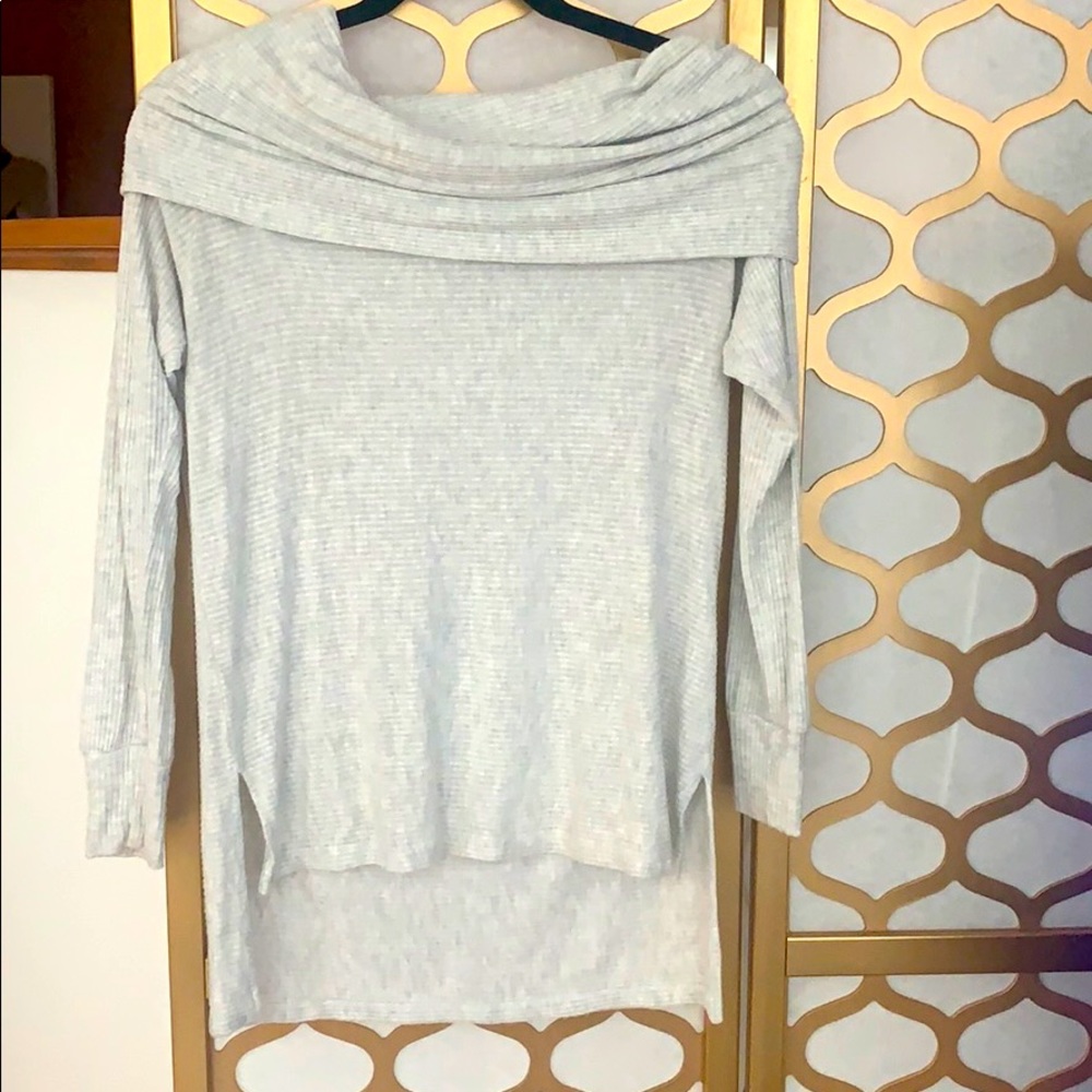 Light Gray Off the Shoulder Sweater
